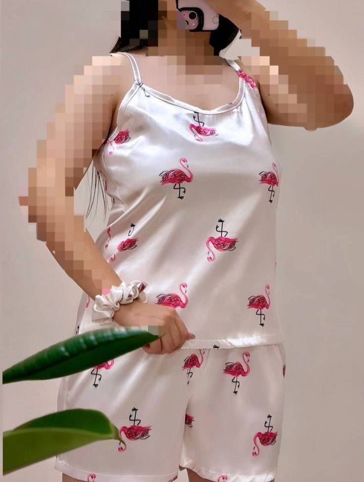 ست زنانه سه تیکه تاپ شورتک ساتن 5103